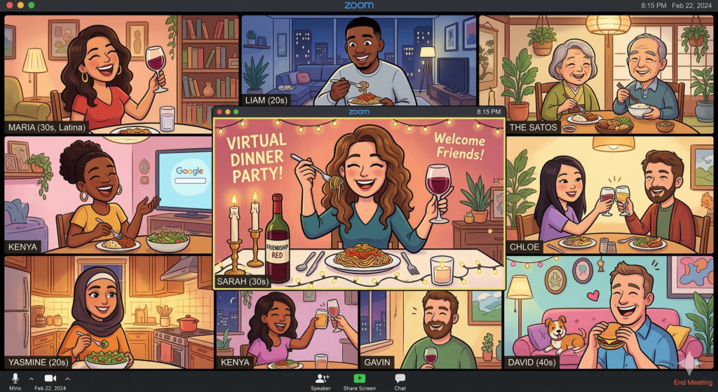 virtual zoom dinner party