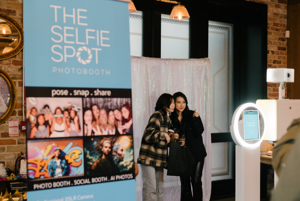 A wide view of the beautiful venue setup and vendor displays during a Toronto wedding open house.