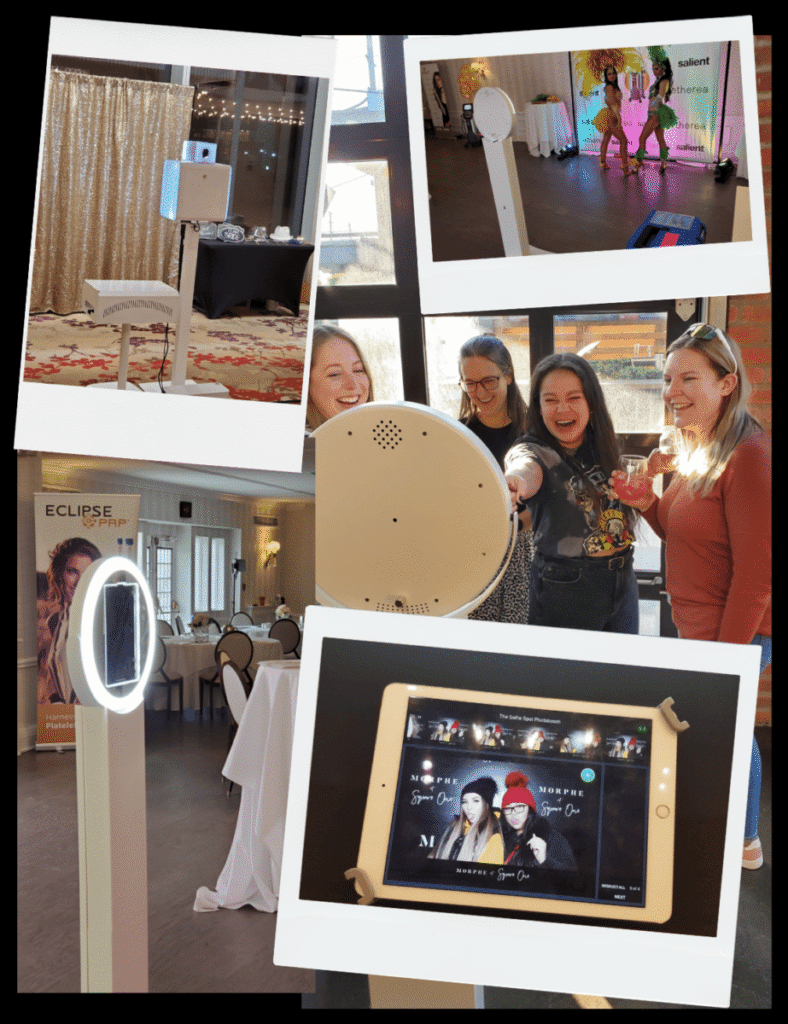 Photo collage showcasing people and events from marketing and brand activations across the GTA, taken by a photo booth rented from The Selfie Spot.