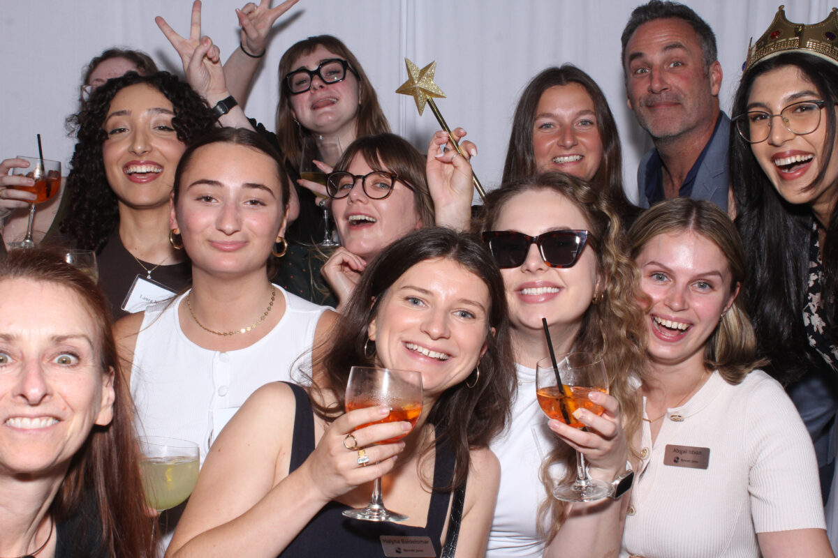 Group photo at a photo booth rental